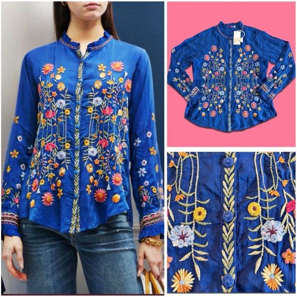 NWT Johnny Was Lolanda Embroidered Button Front Shirt - Picture 7 of 16